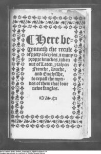 (1) Title Page Here Begynneth The Recule